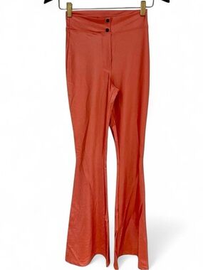 High-Waist Coral Flared Lycra Pants